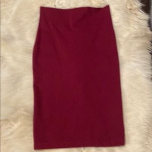 Burgundy spandex pencil skirt
